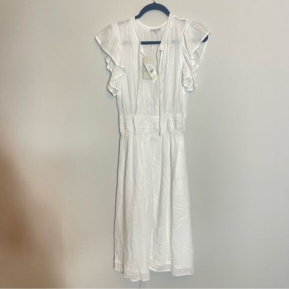 $228 RAILS lona Linen-Blend Midi-Dress White Medium - Picture 10 of 11